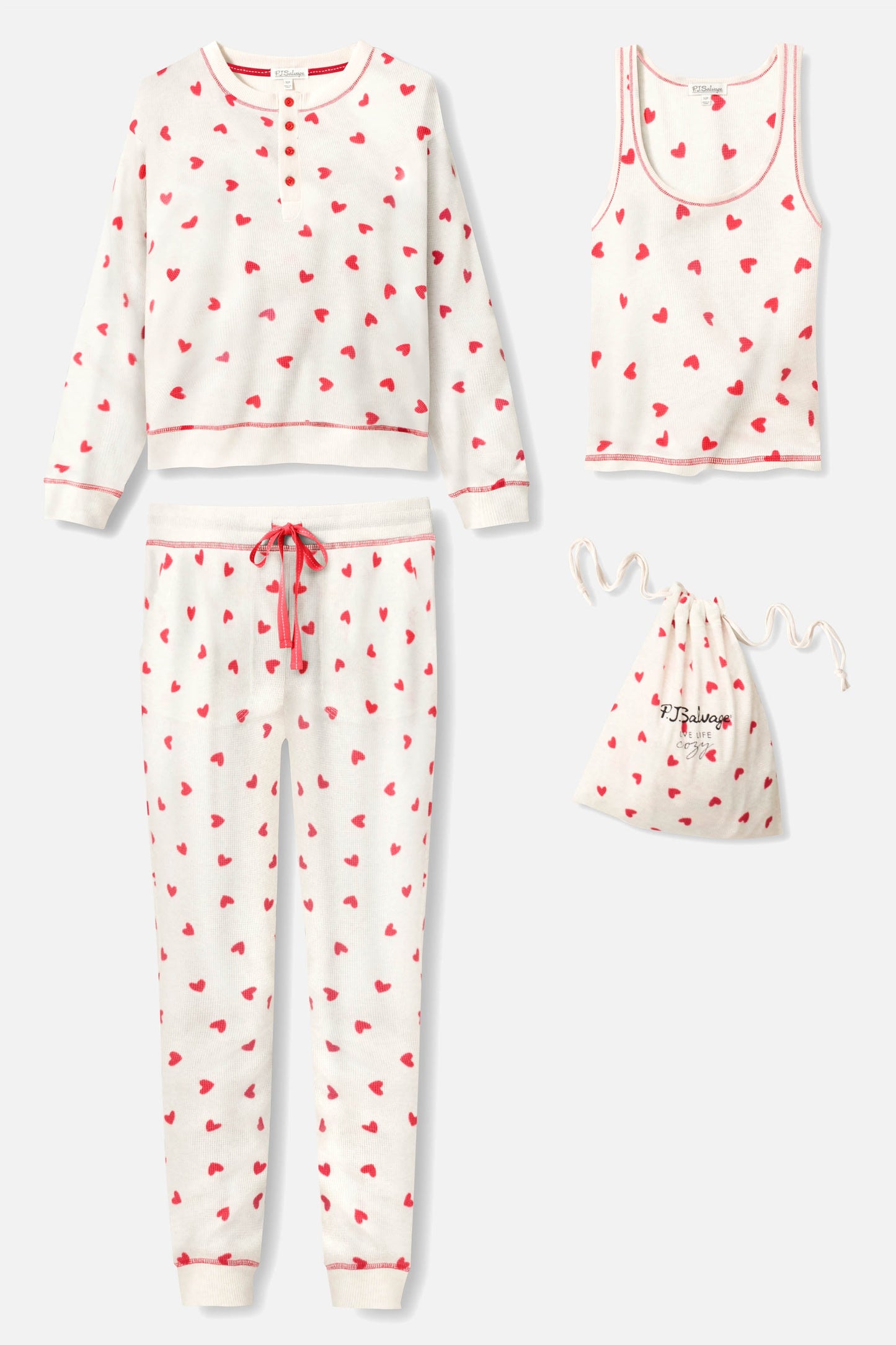 4-Piece Heart Print Thermal Lounge Set