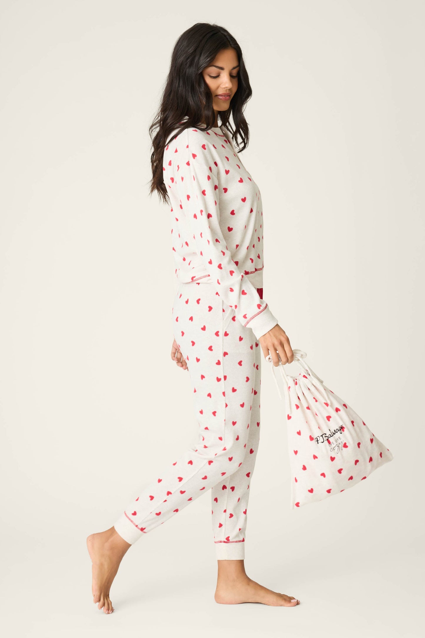 4-Piece Heart Print Thermal Lounge Set