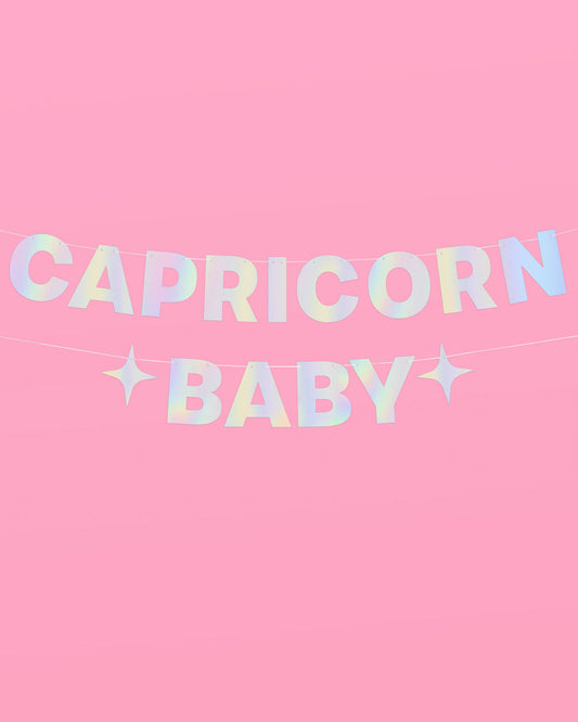 Capricorn Baby Banner - iridescent foil banner
