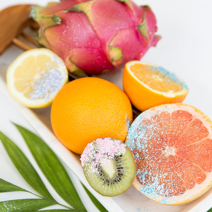 Make your food sparkle with Sugar Mama Shimmer.  Sprinkle or dip fruit, sushi, hotdogs or whatever food you'd like to make it sparkle!