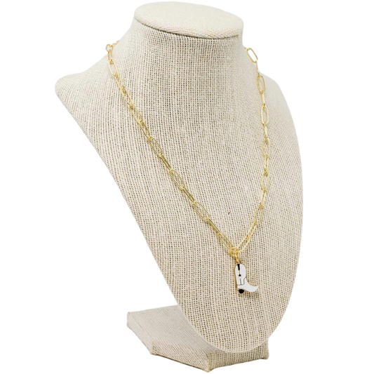 Dierks White Cowboy Boot Necklace