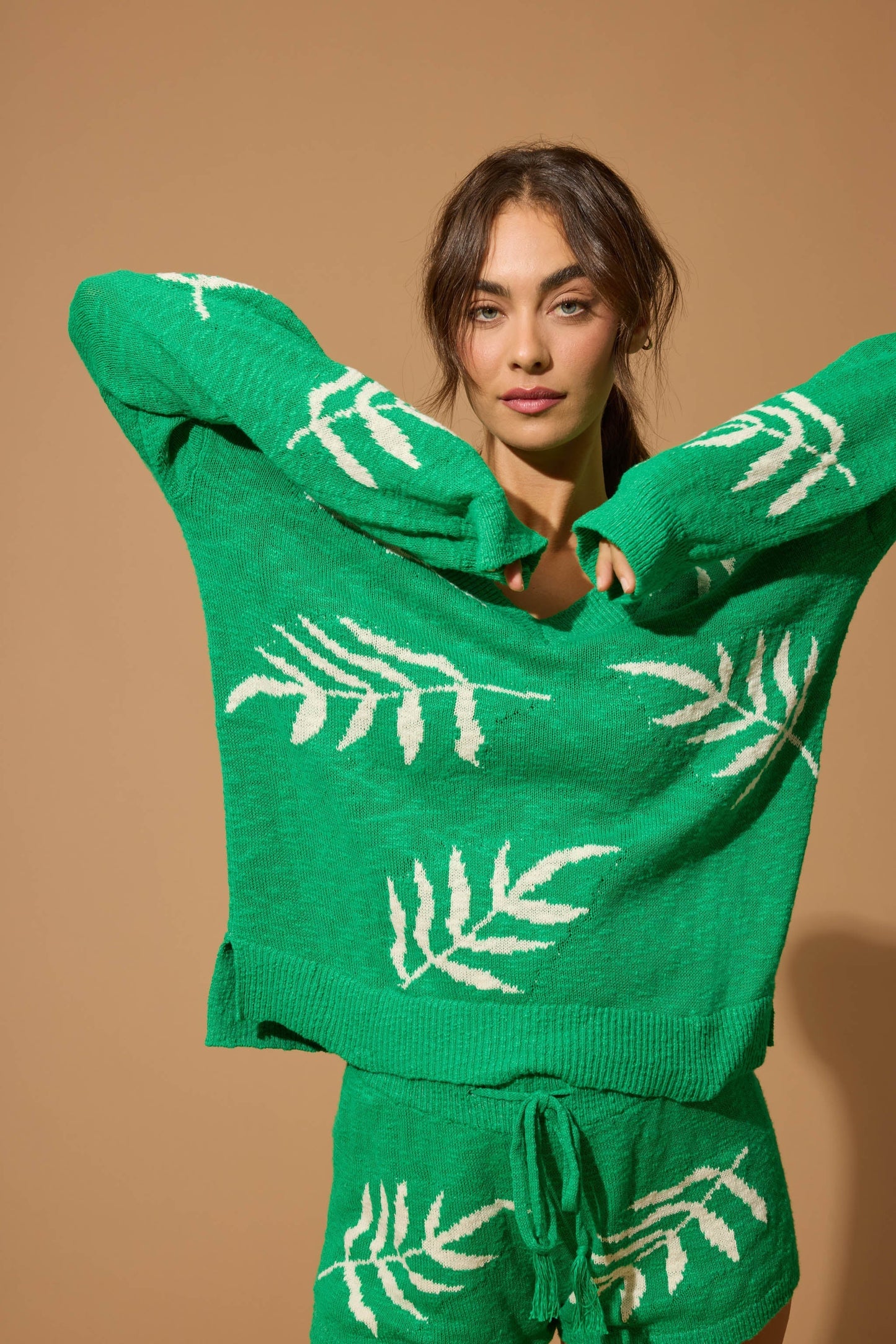 Beachcomber Leaf Print Long Sleeve Top