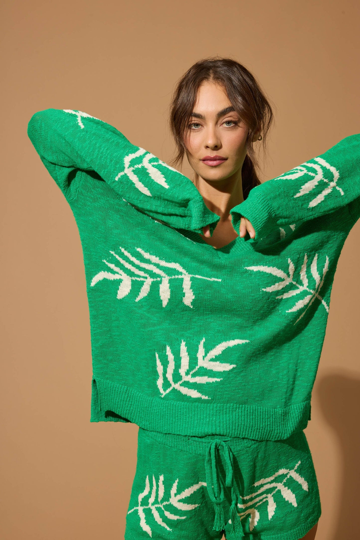 Beachcomber Leaf Print Long Sleeve Top