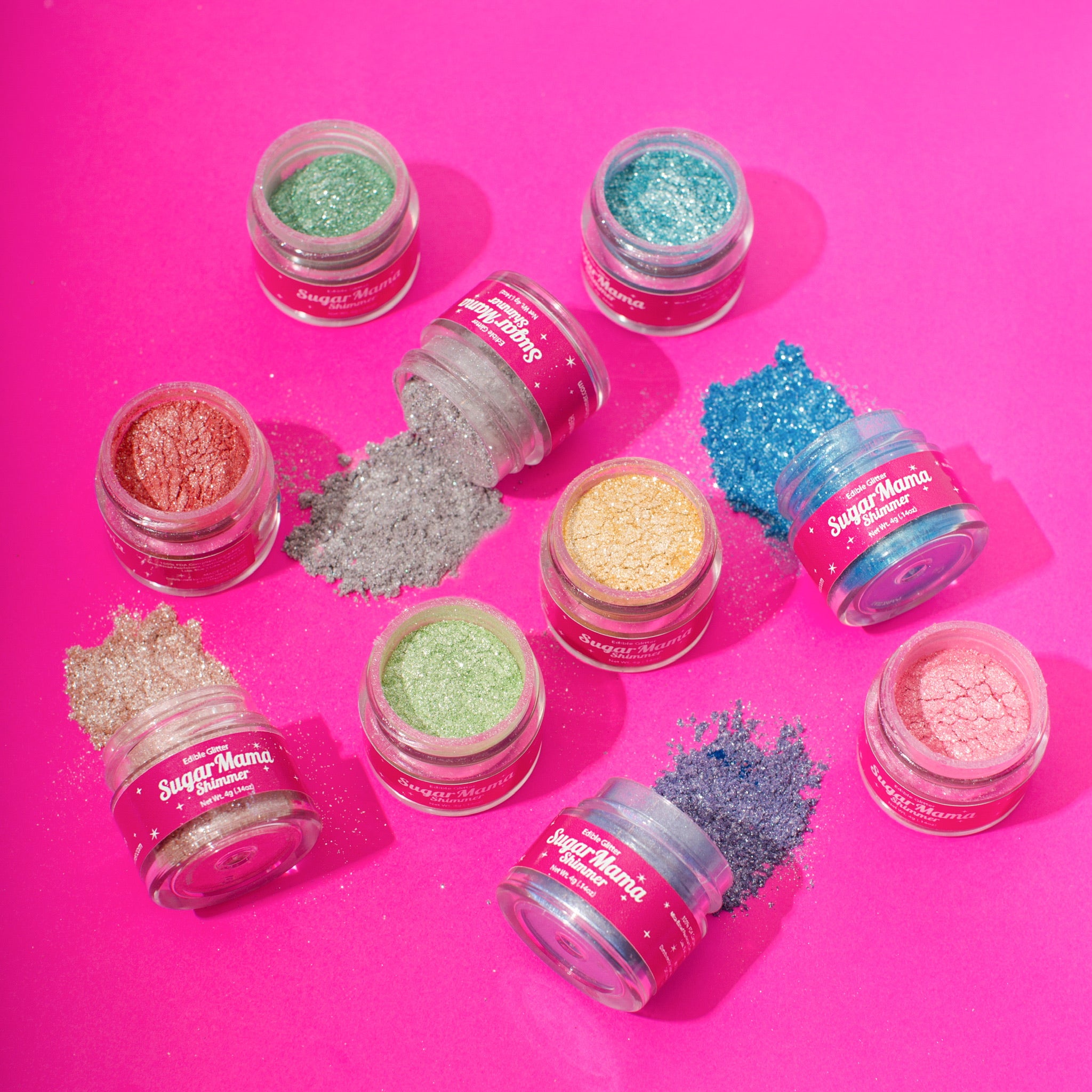 Edible glitter for drinks. Blue glitter. Pink glitter. Gold glitter. Teal glitter. Purple glitter. Green glitter. Red glitter. Rose Gold glitter. Silver glitter. Rainbow glitter. Make your drink sparkle.